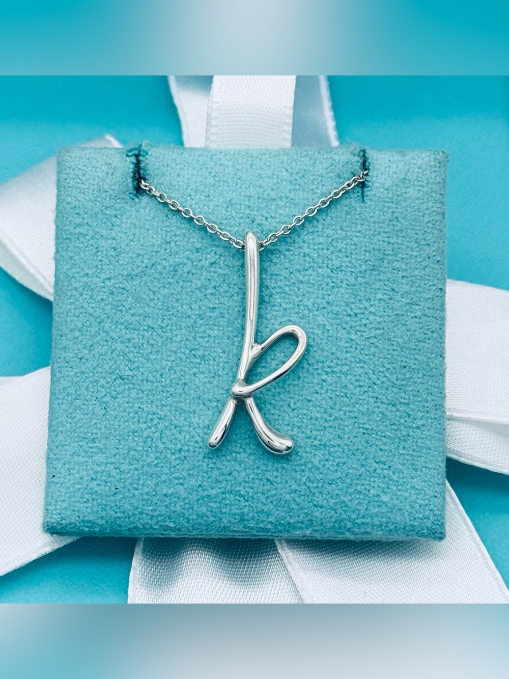Tiffany & Co. Letter K Peretti Pendant Necklace 16”